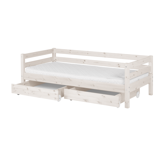 经典单人床配床下双抽屉-白色90cm