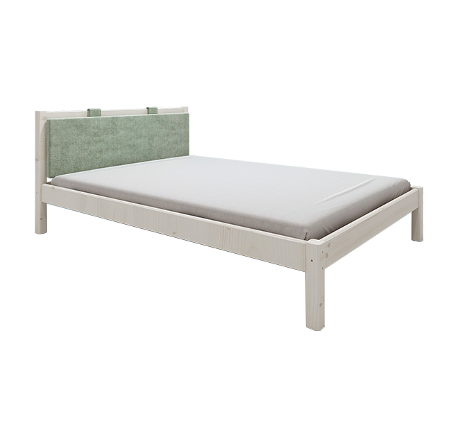 经典单人床配绿色软靠垫-白色90cm