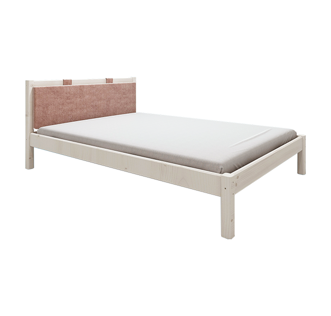 经典单人床配粉色软靠垫-白色140cm